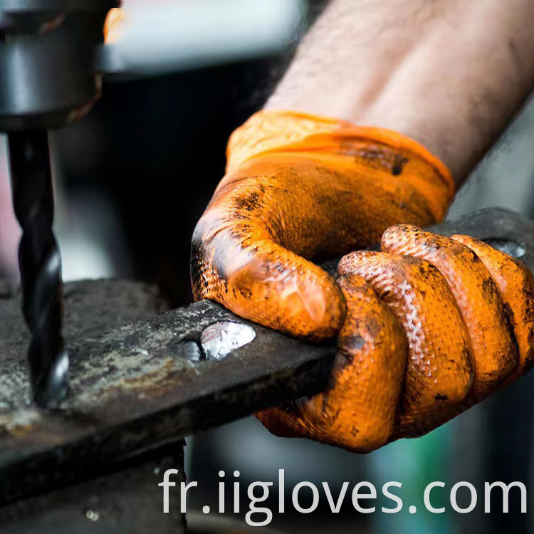 Palm 8mil Fingertip 12mil Noir de réparation de voitures oranges Réparation de la machine de 12 g de nitrile d'épaisseur Gants de travail